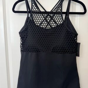 POPFLEX Black Mesh Workout Camisole